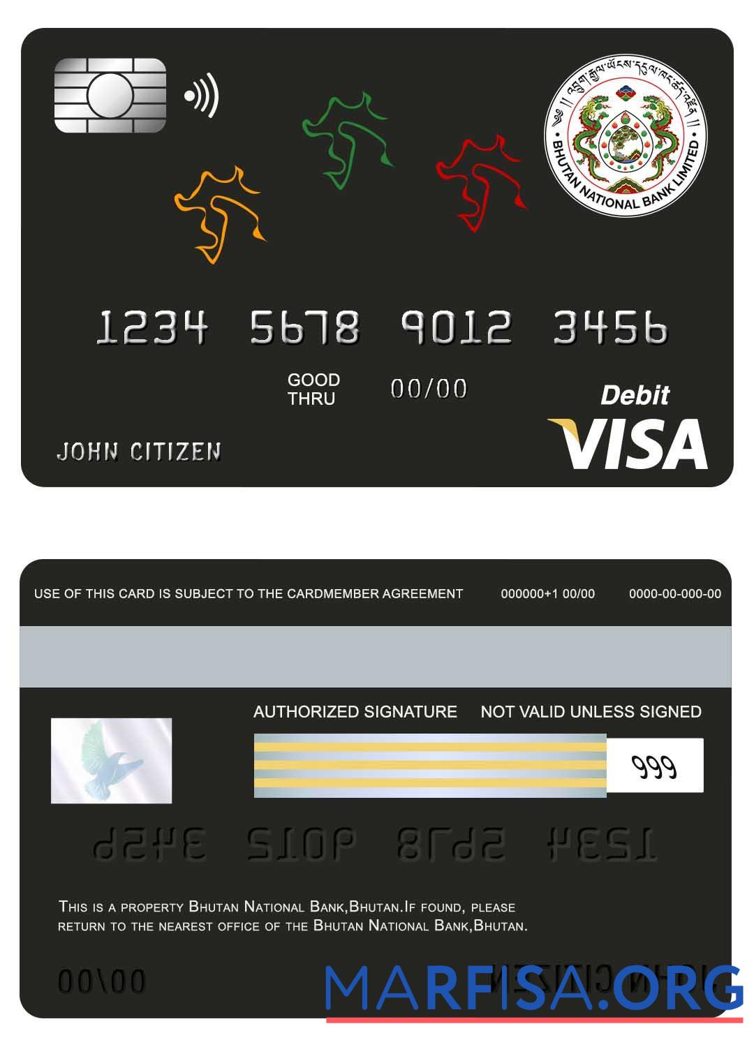 Realistic Bhutan National bank bhutan visa card download for verification